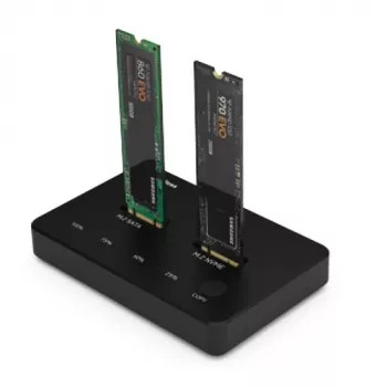 Doko stacija 2x M.2 NVMe+SATA SSD līdz 10Gbps