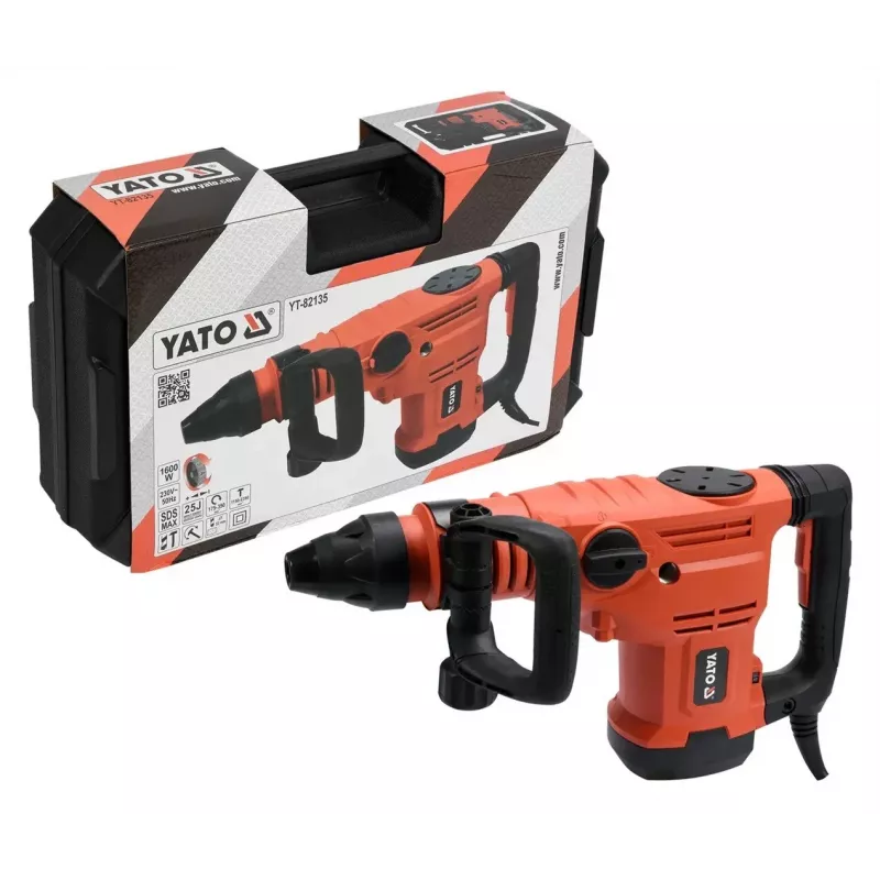 Rotācijas āmurs YATO YT-82135 1600 W SDS Max, 25 J trieciens, urbšana betonā līdz 52 mm