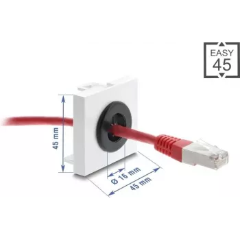 Kabeļa caurlaides gredzens DELOCK Easy 91072, apaļš galda kabeļu ievads 16 mm diametrā