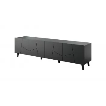 TV skapis cama meble ETNA 200 x 42 x 52 cm, matēts melns, skaidu plātnes virsma