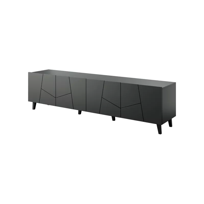 TV skapis cama meble ETNA 200 x 42 x 52 cm, matēts melns, skaidu plātnes virsma