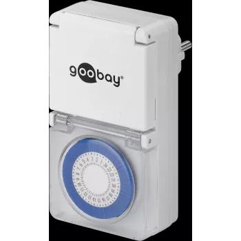 Goobay Analoģiskais Taimera Slēdzis IP44, Balts - precīza un vienkārša elektronisko ierīču vadība (73289)