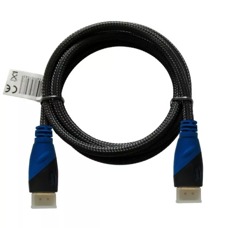 HDMI kabelis SAVIO CL-02 1.5 m — HDMI 1.4, 4096×2160, ARC, Ethernet, apzeltīti kontakti