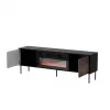 TV skapis Cama CORTINA 180x40x60 cm melns/valrieksts ar melnu elektrisko kamīnu