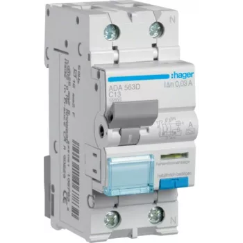 Hager ADA563D RCBO slēdzis 1P+N 10kA C-13A 30mA