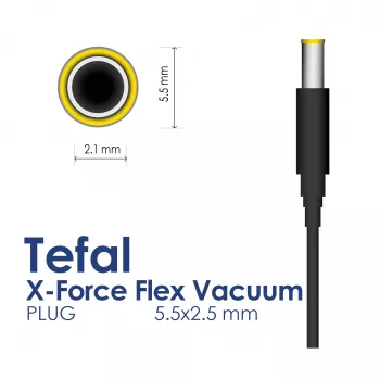 Akyga AK-PD-22 barošanas adapteris Tefal / Rowenta X-Force Flex 29 V / 0,74 A, 21,46 W, 5,5 x 2,5 mm, 1,8 m, balts
