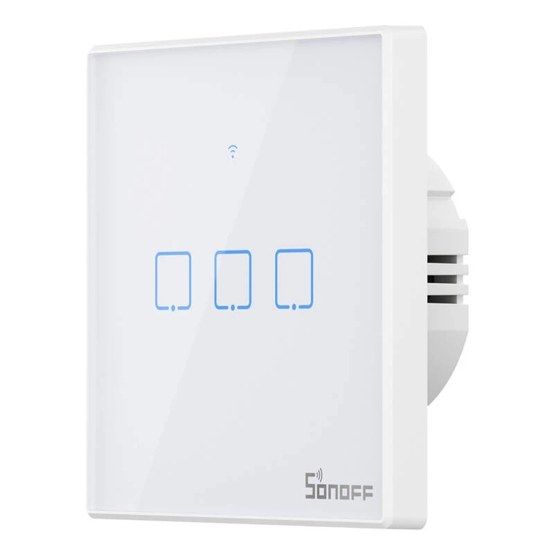 Sonoff T2 EU TX 3-kanālu viedais sienas slēdzis Wi‑Fi + RF 433