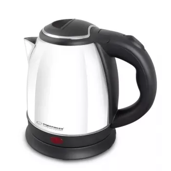 Esperanza EKK128W Parana elektriskā tējkanna, 1,0 l, 1350 W, bezvadu, nerūsējošais tērauds, baltā krāsā