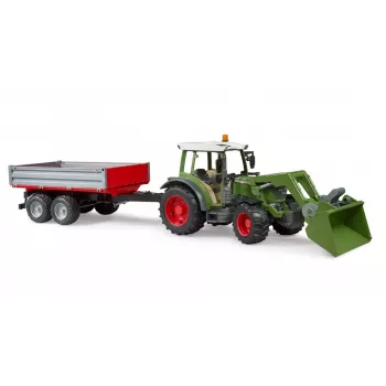 Rotaļlietu traktors BRUDER Fendt Vario 211 ar frontālo iekrāvēju un sānu piekabi