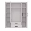 Topeshop ROMANA 160 BIEL KPLB bedroom wardrobe/closet 11 shelves 4 durvis(s) balts
