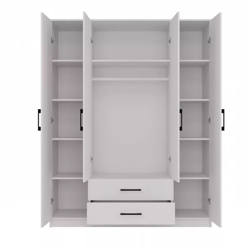 Topeshop ROMANA 160 BIEL KPLB bedroom wardrobe/closet 11 shelves 4 durvis(s) balts