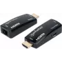 Manhattan 1080p@60Hz kompakts HDMI pār Ethernet pagarinātāja komplekts, signāla attālums līdz 60m ar vienu Cat6 Ethernet kabeli, raidītājs un uztvērējs iekļauts, barošana caur kabeli, īpaši plāns dizains, trīs gadu garantija, melns