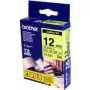 Brother TZ-C31 līmējošā lente etiķetēm - 12 mm, melns/fluorescējoši dzeltens, spīdīgi laminēta