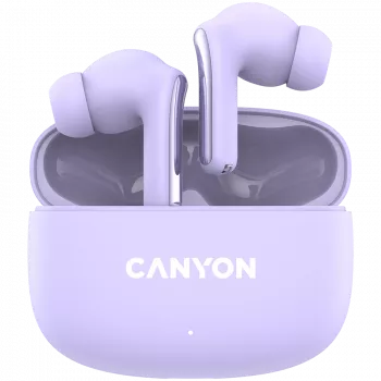 Canyon TWS-9 CNS-TWS9P Bezvadu austiņas – True Wireless – Bluetooth 5.4 – Iekšauss – 6h + 30h darbības laiks – USB-C uzlādes futrālis – Skārienjutīga vadība – ceriņkrāsa