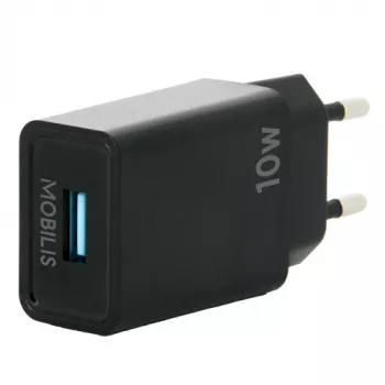 Mobilis strāvas adapteris - 10,5 W - Quick Charge (USB) - Melns - Eiropas standarts (001360)
