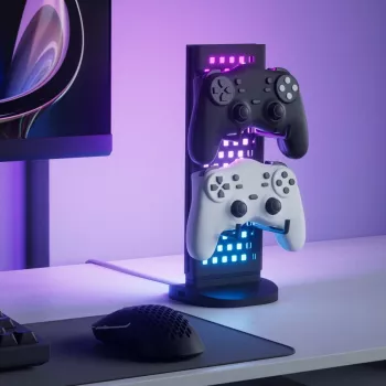 Nanoleaf Pegboard Lighted Desk Dock – apgaismots organizators ar USB centrmezglu