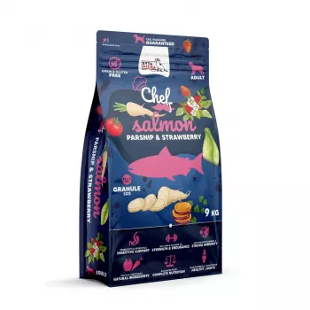 SYTA MICHA Chef Salmon, pastinaks un zemenes - sausā suņu barība - 9kg