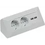 ChiliTec pagarinātājs 2 kontaktligzdas+2xUSB Sudraba 230V max16A 18x18x8cm (22141)