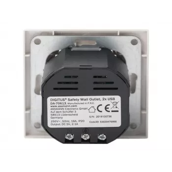 Drošības kontaktligzda iegulšanai Digitus DA-70613 ar 2 USB portiem