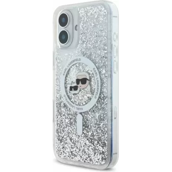 Karl Lagerfeld KLHMP16MLGKCSGH aizmugures vāciņš iPhone 16 Plus, TPU/PC, caurspīdīgs