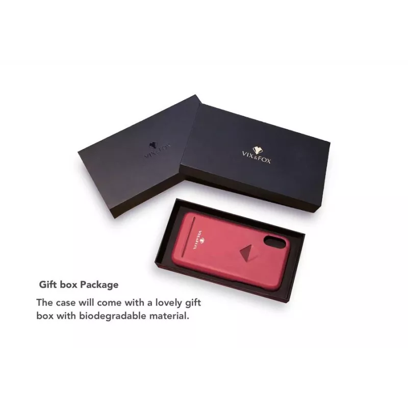 VixFox Card Slot Back Shell iPhone X/XS — rubīnsarkanā krāsā, aizmugurējais vāciņš ar iebūvētu kartes kabatu