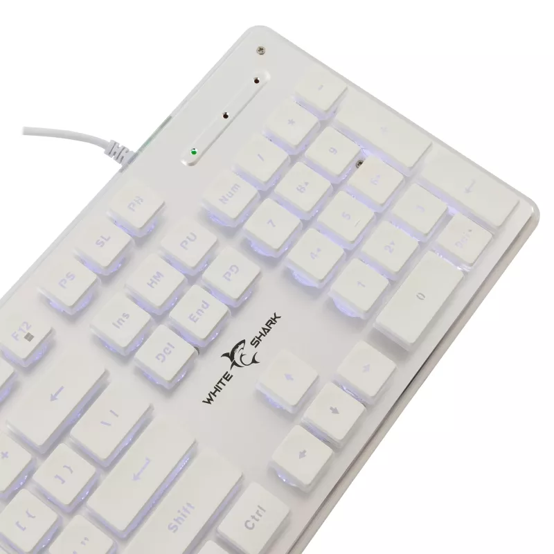 Mehāniskā spēļu tastatūra White Shark TACHI-W-US — kompakts TACHI balts izkārtojums