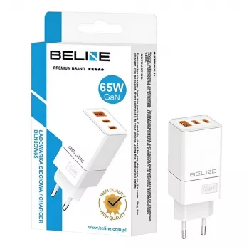 Beline sienas lādētājs 2x USB-C 1x USB 65W Balts (tikai galviņa) PD 3.0 QC