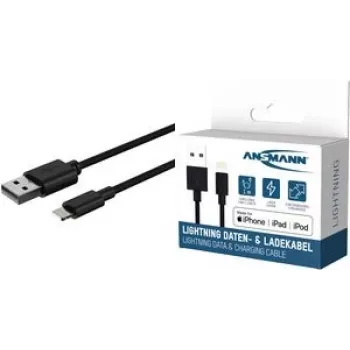 Ansmann 1700-0131 USB kabelis 1 m USB A Lightning Melns (1700-0131)