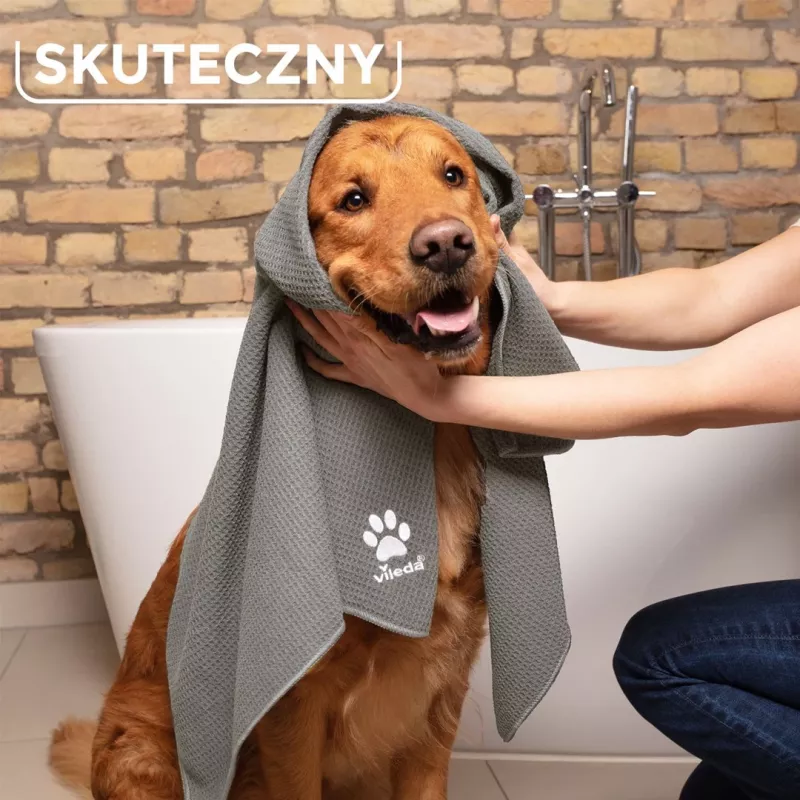 Mikrošķiedras dvielis VILEDA 172651 suņiem un kaķiem, pelēks, 650×1000 mm, poliamīds
