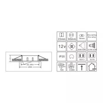 Synergy 21 LED Retrofit GU10 / GX5,3 griestu iebūves komplekts D04-White