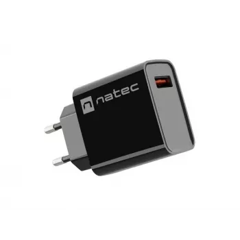 NATEC Ribera universāls sienas lādētājs 18W (USB-A, melns)