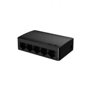 Tīkla slēdzis TENDA SG105M — 5 portu Gigabit Ethernet (10/100/1000), melns, darbvirsmas/sienas montāža