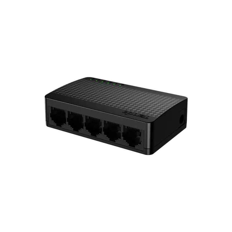 Tīkla slēdzis TENDA SG105M — 5 portu Gigabit Ethernet (10/100/1000), melns, darbvirsmas/sienas montāža