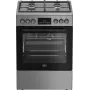Brīvi stāvoša gāzes-elektriskā plīts BEKO FBM62330GXTN 60 cm, 4 gāzes degļu virsma, 72 L elektriskā cepeškrāsns, energoklase A
