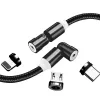 3-in-1 uzlādes kabelis ColorWay CW-CBUU037-BK — Lightning, Micro-USB, USB-C, 1 m, 2,4 A