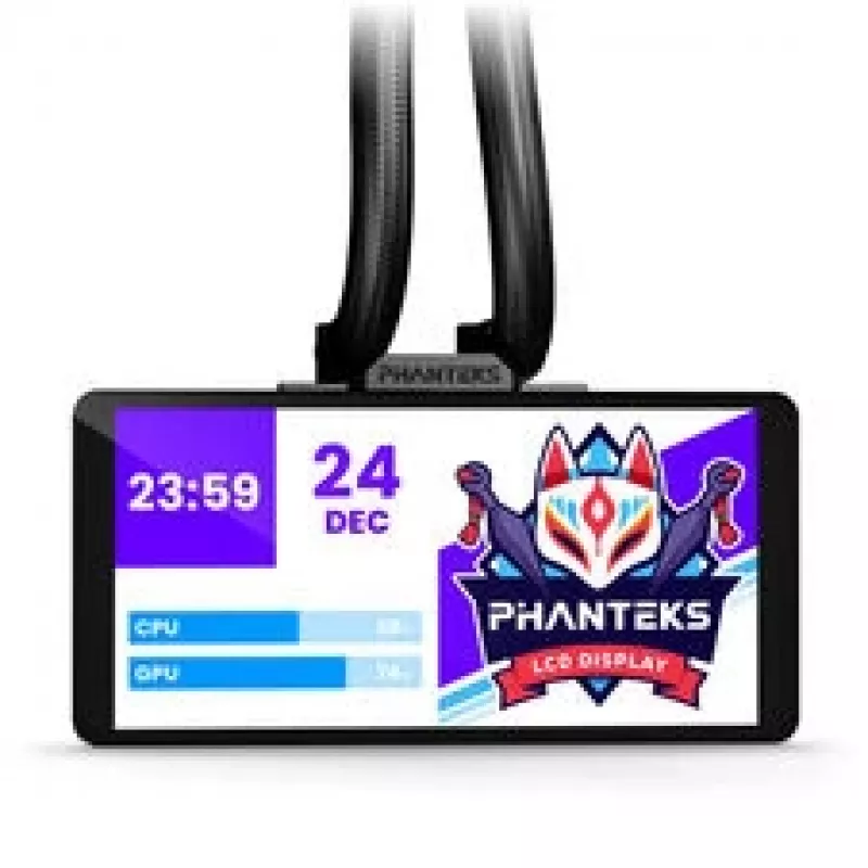 Phanteks Glacier One 360M25 LCD šķidruma dzesēšanas sistēma, 6 collu displejs - 360 mm, melna