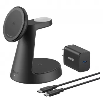 3-in-1 bezvadu uzlādes stacija Anker MagGo B25M4G11 — doks iPhone, AirPods un Apple Watch