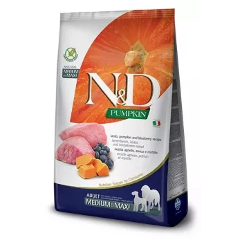 FARMINA N&D Pumpkin Lamb&Blueberry Adult Medium & Maxi - sausā barība suņiem - 12 kg