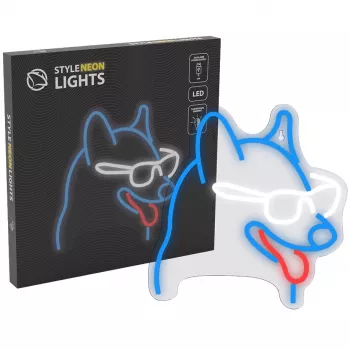 MANTA Neon Lights Dog with Glasses Manta SNL69MT — dekoratīvā LED neona stila sienas gaisma
