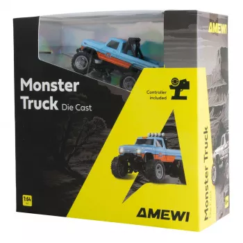 Amewi Monster Truck DieCast 1:64 RTR, zils/oranžs