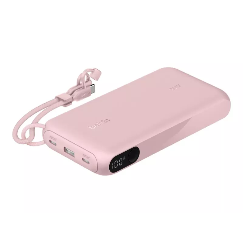 Power bank Belkin BPB028HQPK 20000 mAh — 2× USB-C, 1× USB-A, Rozā