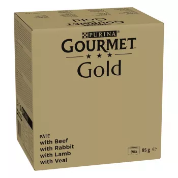 Purina Nestlé GOURMET Gold Mus Mix slapjā barība kaķiem 96 x 85 g, 4 garšas, pieaugušiem kaķiem