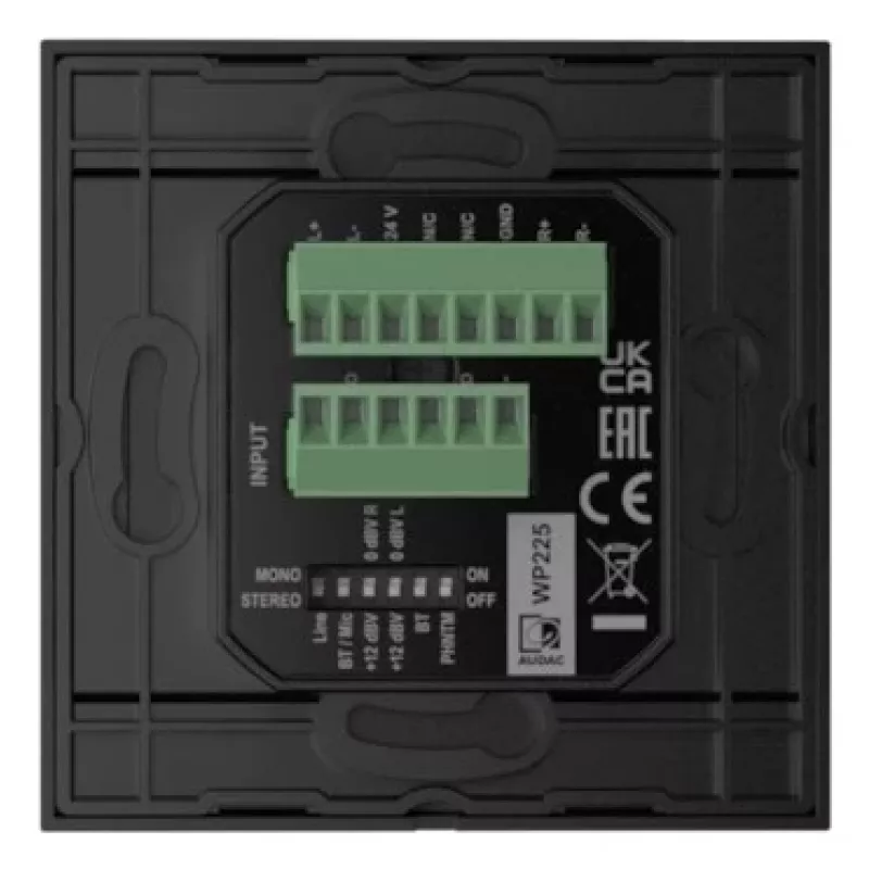AUDAC WP225/B Sienas panelis, XLR mikrofons + 3.5 mm ligzda, Bluetooth, melns