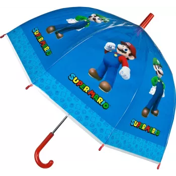 Lietussargs (manuālais) bērnu Kids Euroswan Super Mario — caurspīdīgs kupols, bērnu izmērs