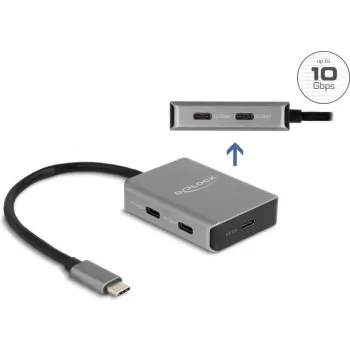 USB Type-C Hubs DeLOCK 64249 10000 Mbit/s Melns Pelēks