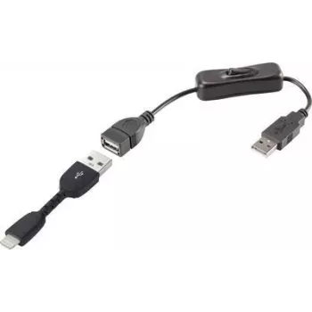 USB kabelis Renkforce RF-3346622 USB 2.0 USB-A uz Apple Lightning 30 cm Melns