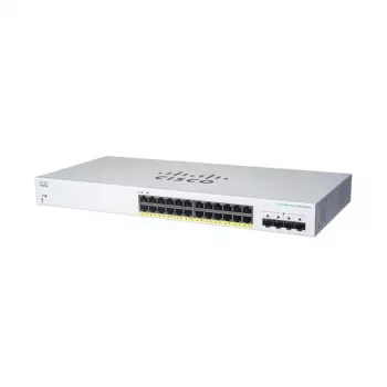 Pārvaldāms L2 Gigabit PoE slēdzis Cisco CBS220-24FP-4G — 24x Gigabit RJ-45, PoE, 56 Gbps, MAC 8192, statīvā montāža