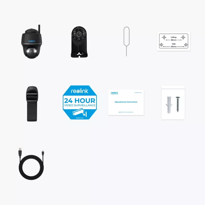 Reolink IP kamera ARGUS PT 5MP TYP-C melna, baterijas darbināma