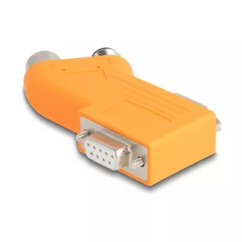 DELOCK CAN bus sadalītājs D-Sub 9 (vīrišķais/sieviešu) uz M12 5-pin A-kodēts (vīrišķais/sieviešu) 35° oranžs