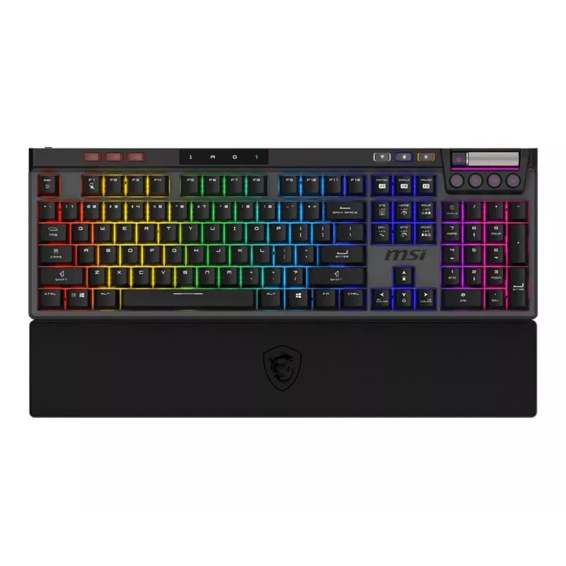 Mehāniskā spēļu tastatūra MSI Strike Pro W Silent US izkārtojums RGB fona apgaismojums, vadu, taustes klusie slēdži